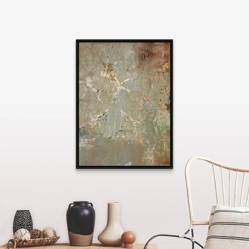 "Aged Wall IV" Black Float Frame Canvas Art