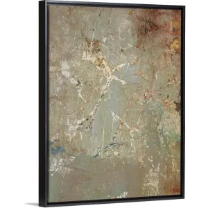 "Aged Wall IV" Black Float Frame Canvas Art