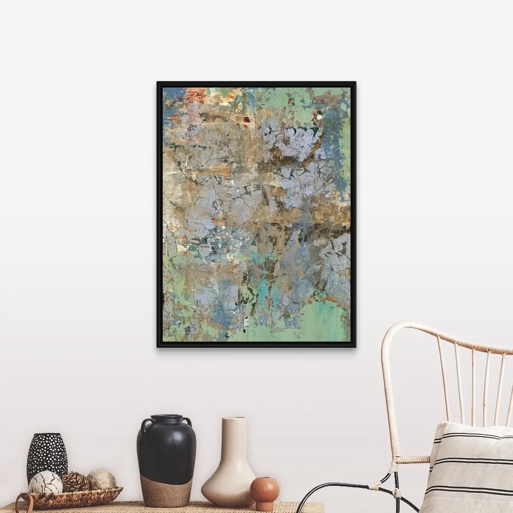 "Aged Wall VII" Black Float Frame Canvas Art