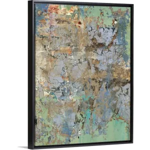 "Aged Wall VII" Black Float Frame Canvas Art