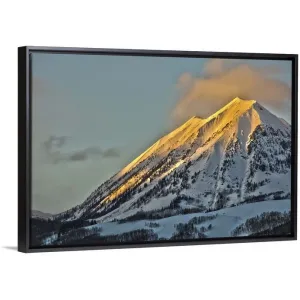 "Alpenglow on Mount Gothic Crested Butte Colorado" Black Float Frame Canvas Art