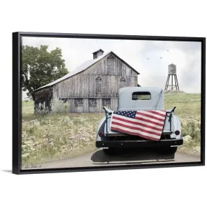 "American Tailgating" Black Float Frame Canvas Art