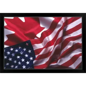 "An American and Canadian flag" Black Framed Print