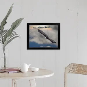 "an eagle in flight rising above the storm" Black Framed Print