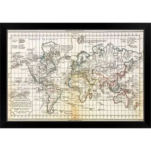 "Antique map of the world" Black Framed Print