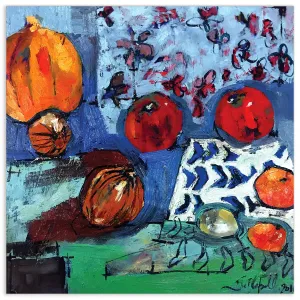 "Apple Composition" Frameless Free Floating Tempered Art Glass Wall Art by EAD Art Coop