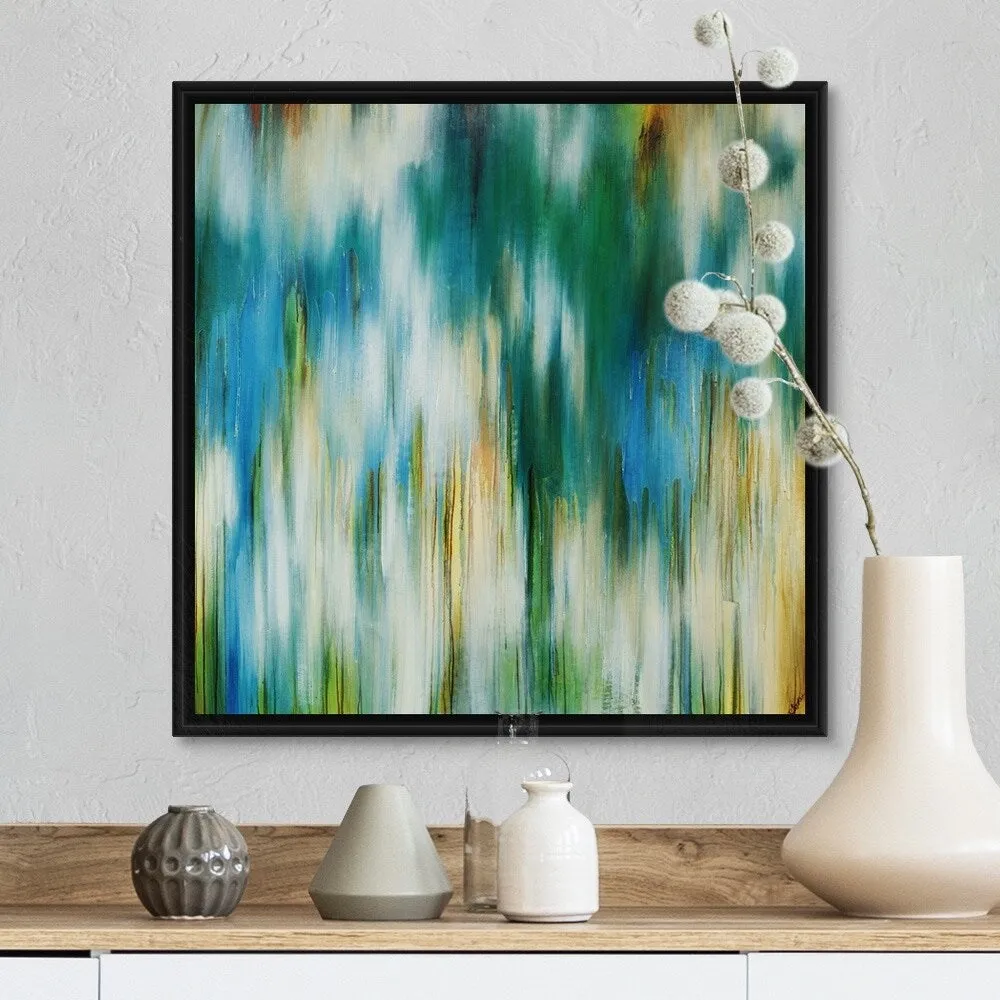 "Aqua Prisim" Black Float Frame Canvas Art