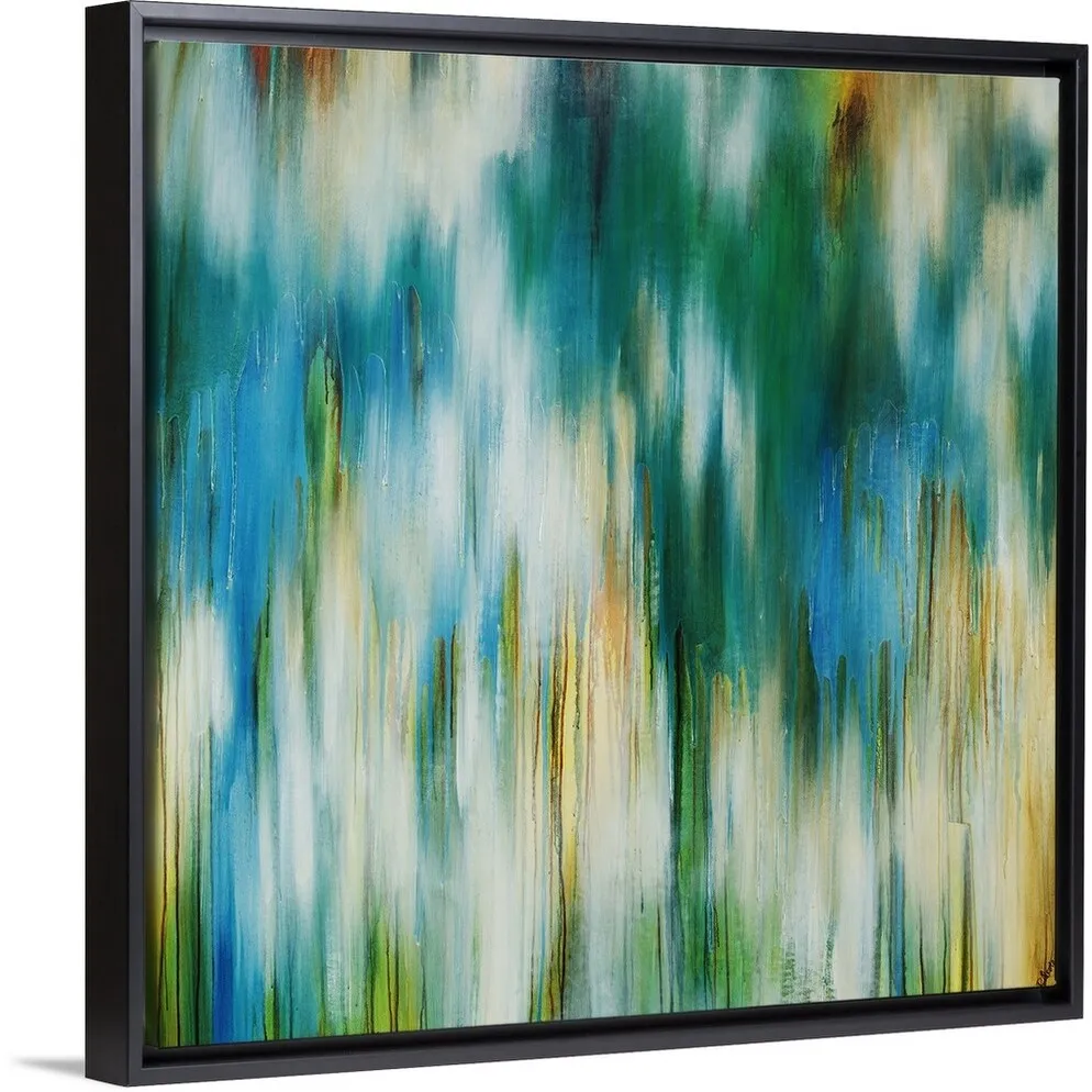 "Aqua Prisim" Black Float Frame Canvas Art