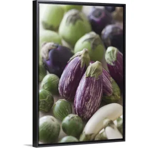 "Assorted Multicolored Eggplant" Black Float Frame Canvas Art