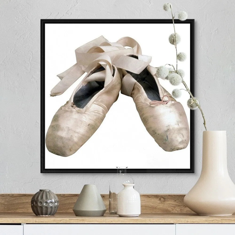 "Ballet slippers" Black Float Frame Canvas Art