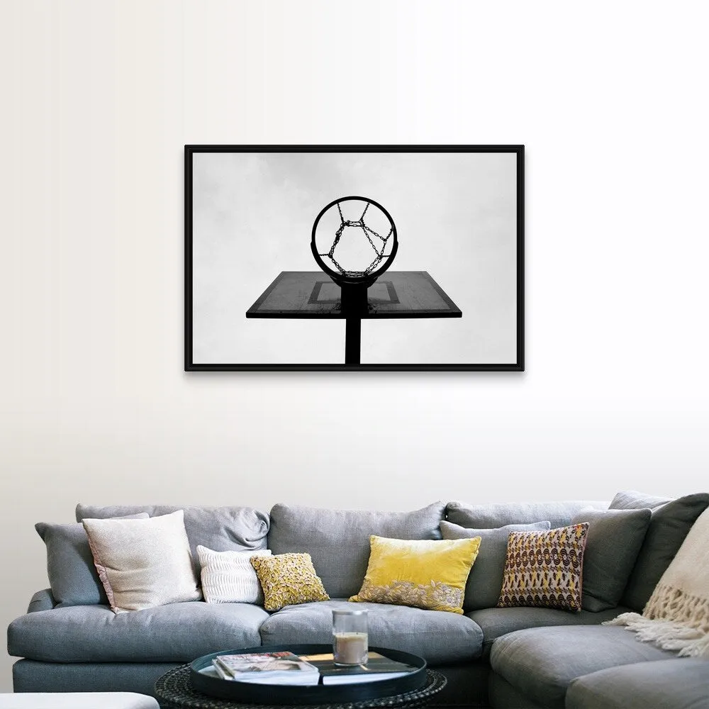 "Basketball hoop." Black Float Frame Canvas Art - Multi