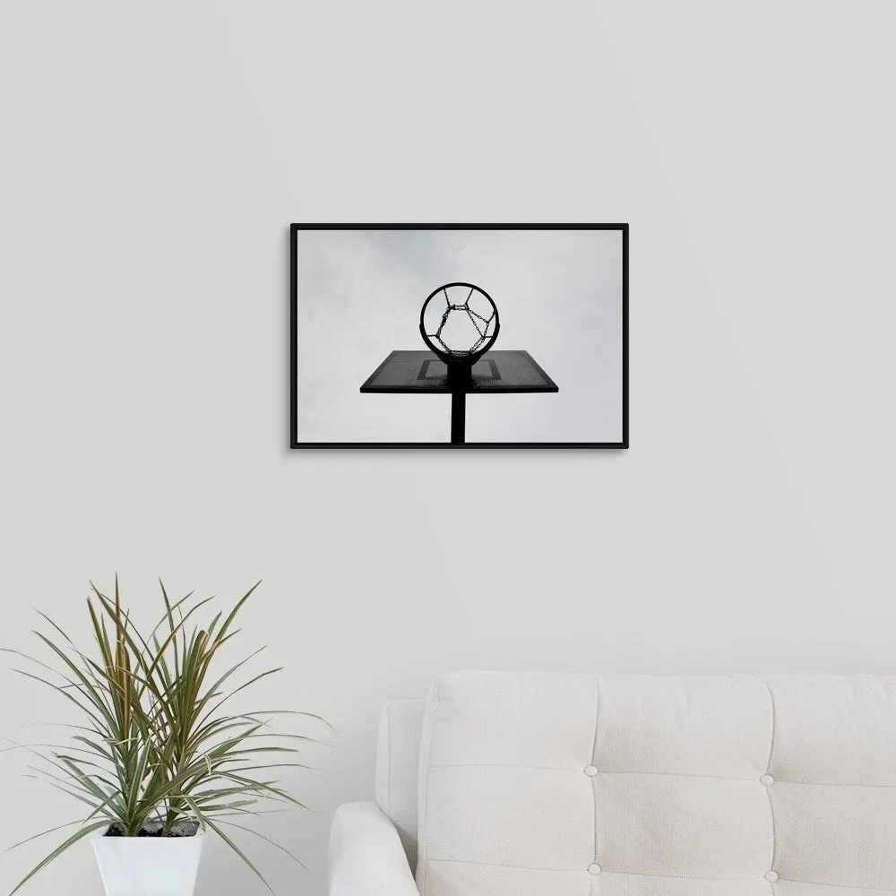 "Basketball hoop." Black Float Frame Canvas Art - Multi