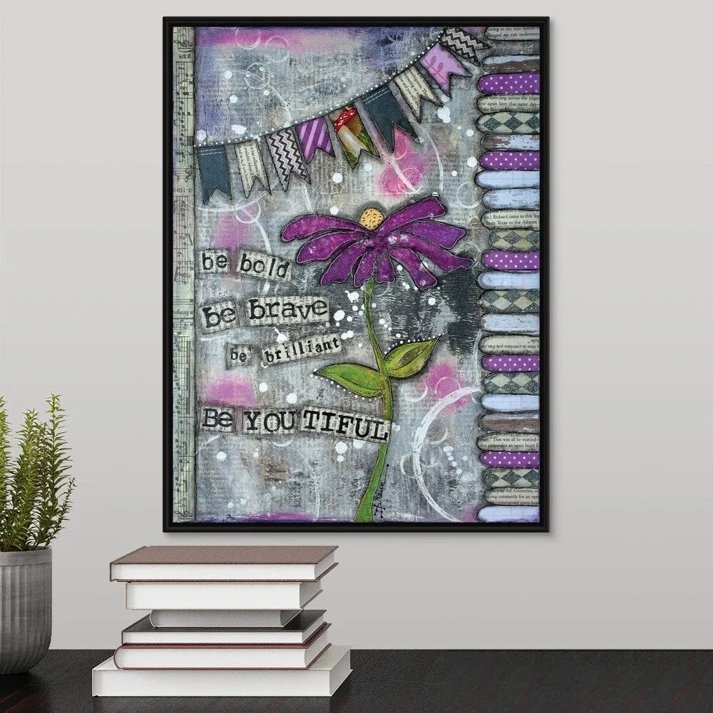 "Be Bold Be Brave" Black Float Frame Canvas Art