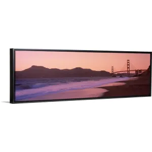 "Beach and a suspension bridge at sunset Baker Beach Golden Gate Bridge San Fr" Black Float Frame Canvas Art