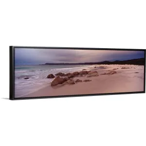 "Beach at dawn, Friendly Beaches, Freycinet National Park, Tasmania, Australia" Black Float Frame Canvas Art