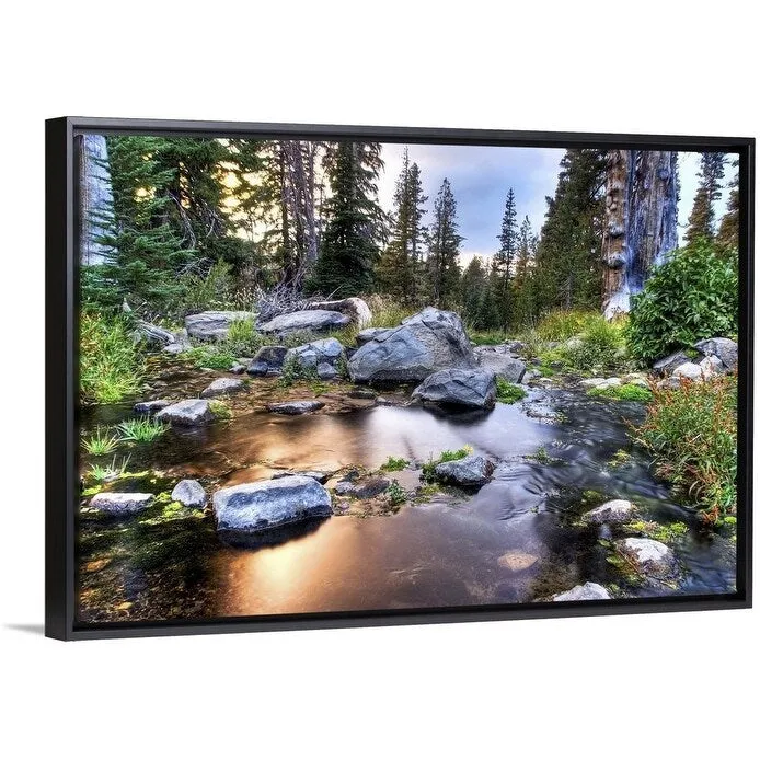 "Beautiful light illuminates Gray Creek at sunset, Nevada" Black Float Frame Canvas Art