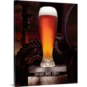 "Beer on sign reading working mans reward" Canvas Wall Art