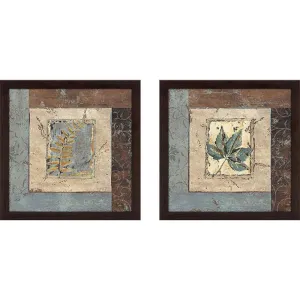 "Blue Brown Fern IV" Wall Art Set of 2, Matching Set