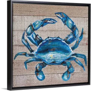 "Blue Crab" Black Float Frame Canvas Art