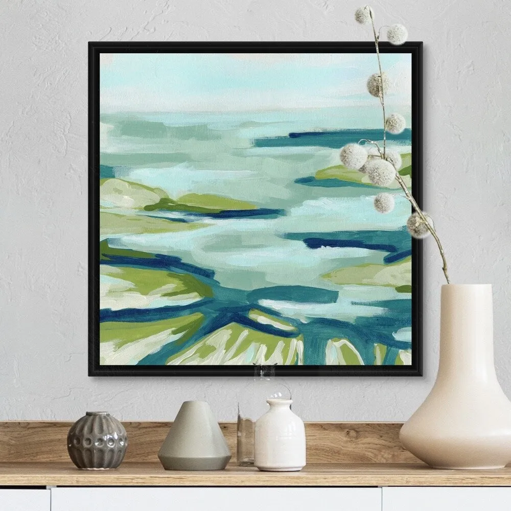 "Blue Delta I" Black Float Frame Canvas Art