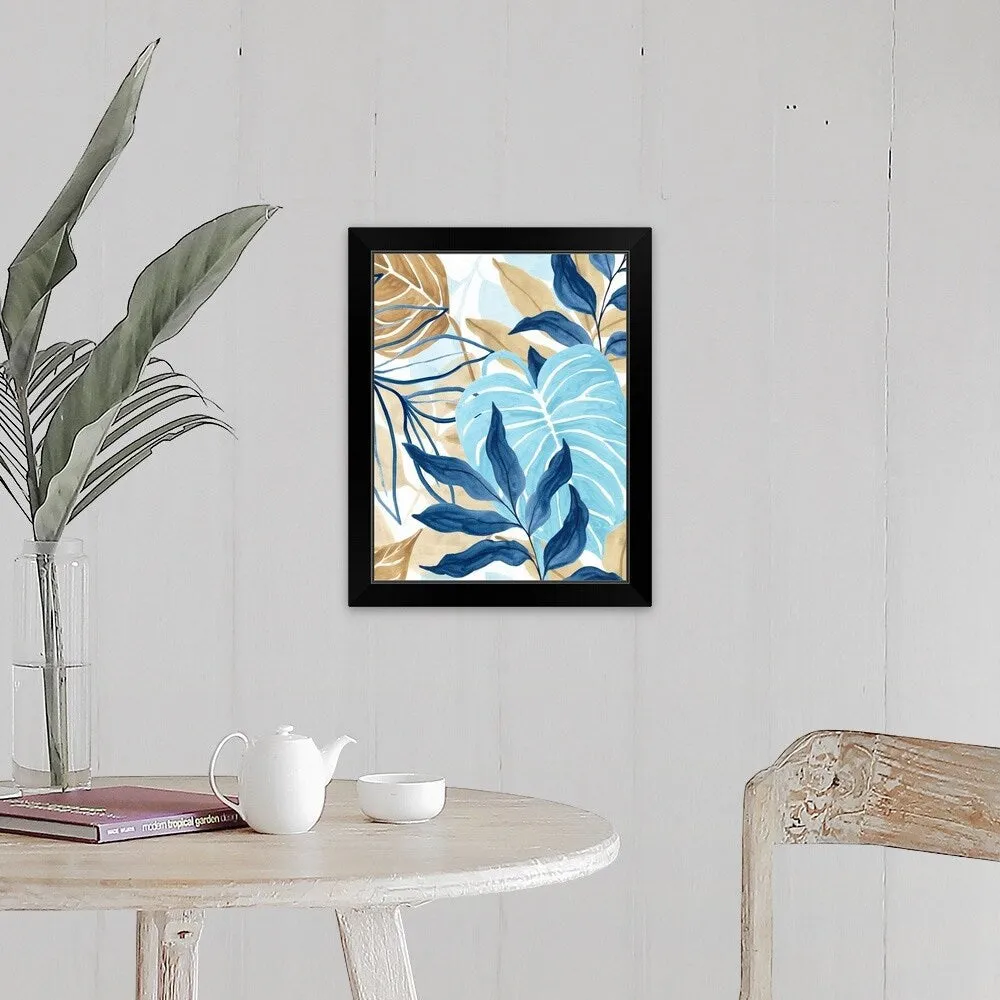 "Blue Jungle I" Black Framed Print