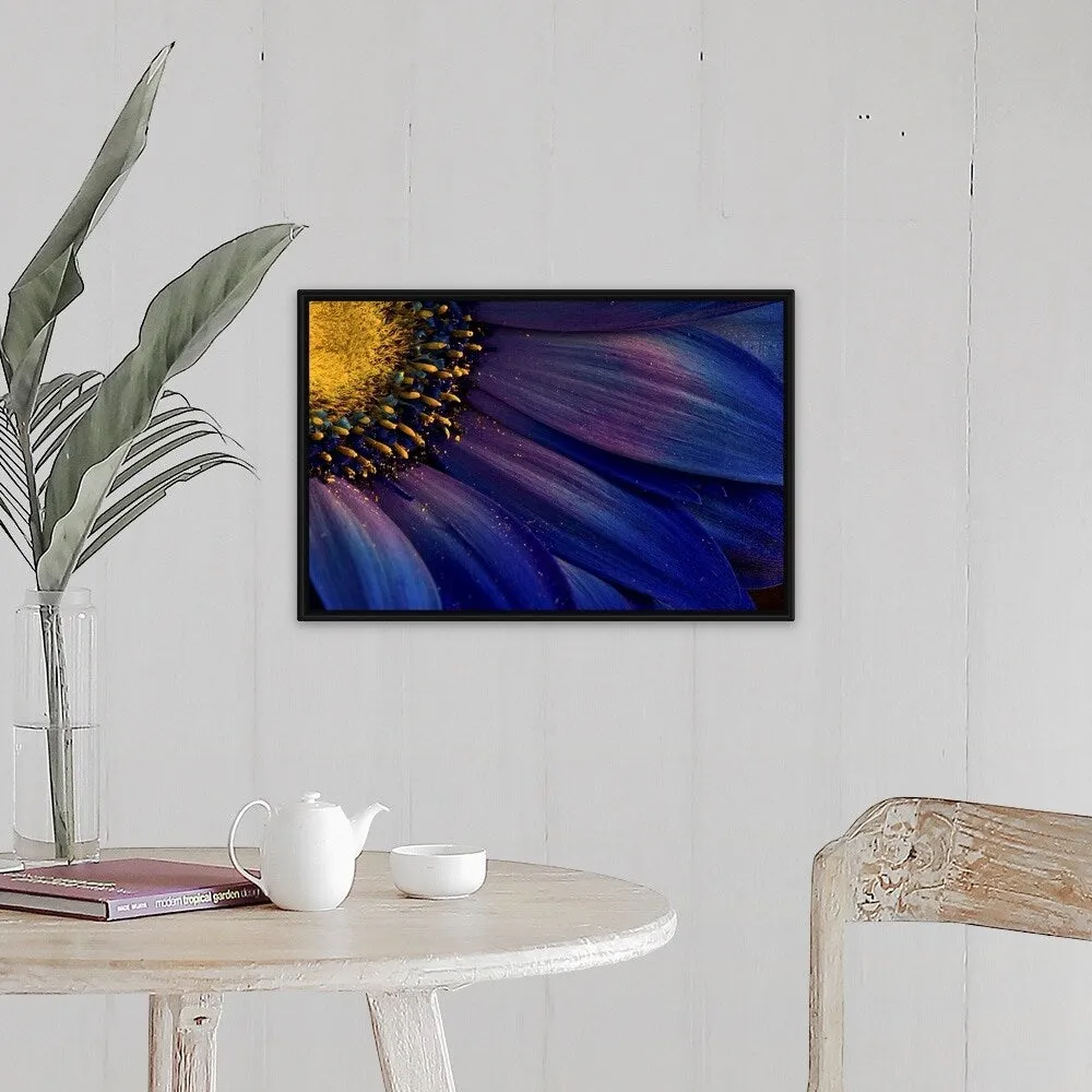 "Blue Rays" Black Float Frame Canvas Art