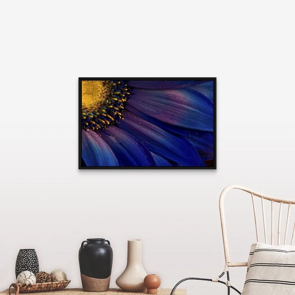 "Blue Rays" Black Float Frame Canvas Art