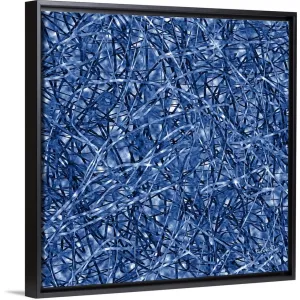 "Blue Ribbons" Black Float Frame Canvas Art