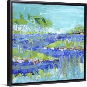 "Blue Series Inspiring" Black Float Frame Canvas Art