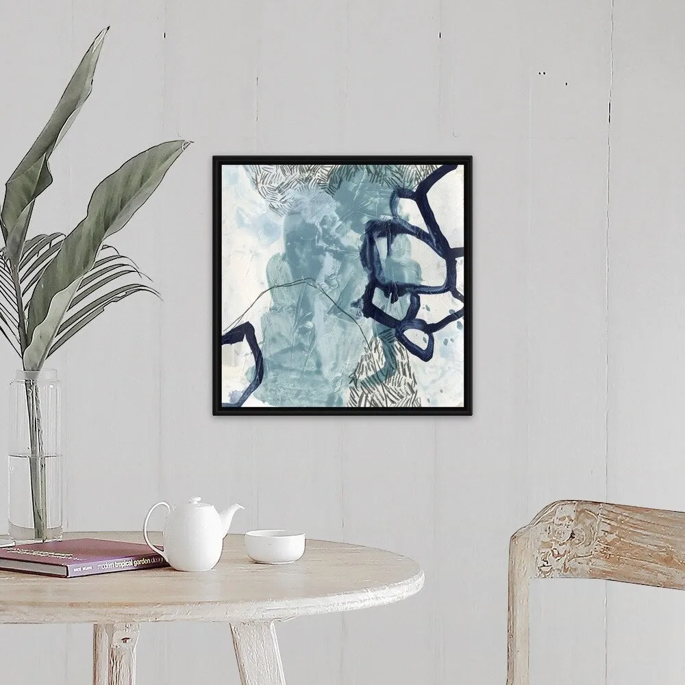 "Blue Slate III" Black Float Frame Canvas Art