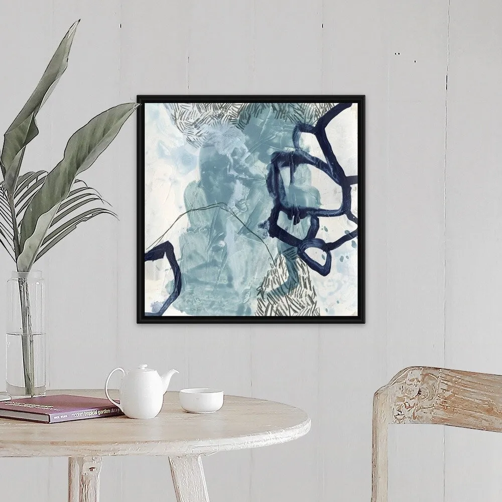 "Blue Slate III" Black Float Frame Canvas Art