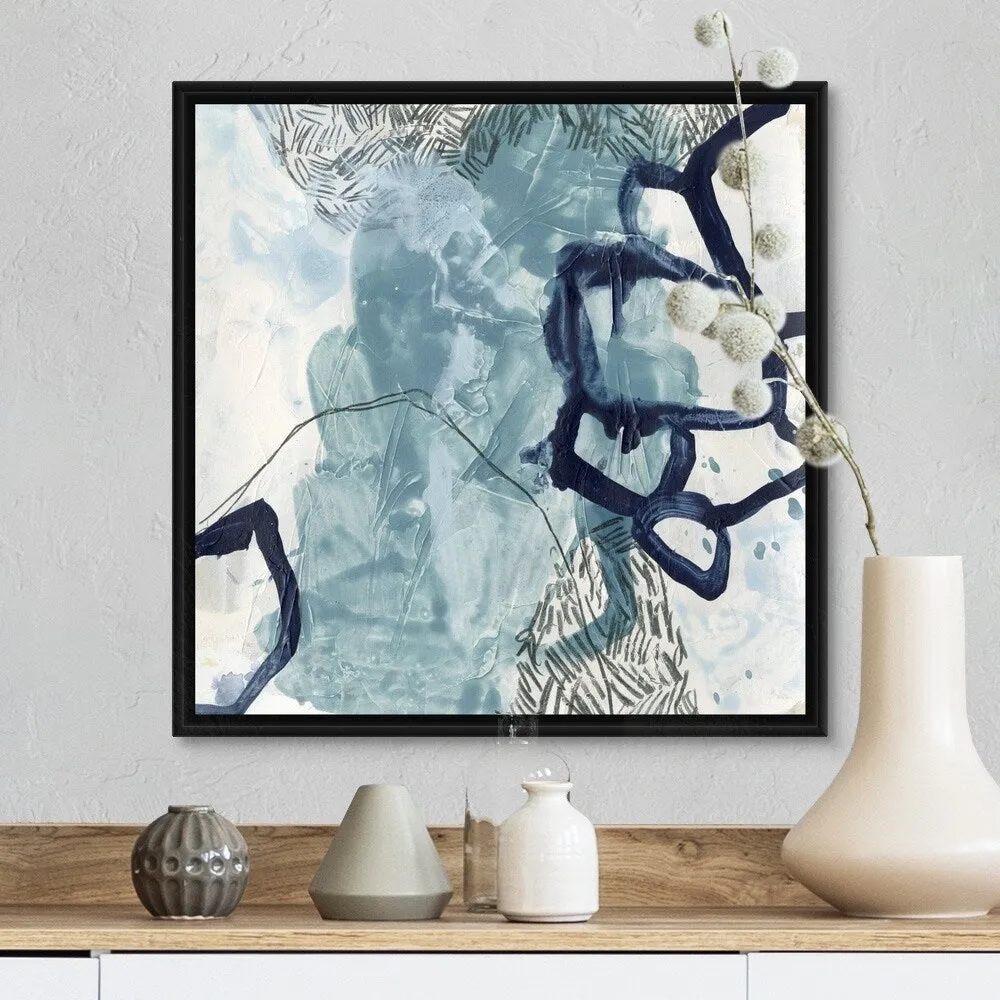 "Blue Slate III" Black Float Frame Canvas Art