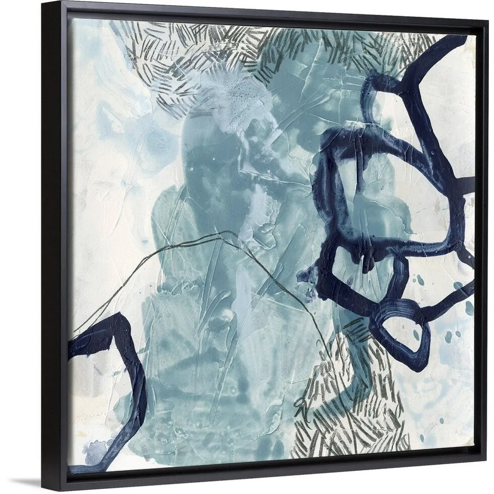 "Blue Slate III" Black Float Frame Canvas Art