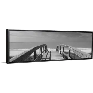 "Boardwalk on the beach, Gasparilla Island, Florida" Black Float Frame Canvas Art