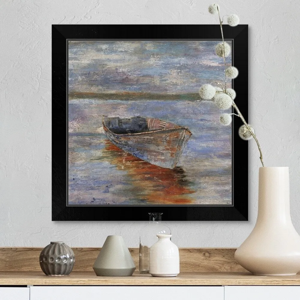 "Boat by the Waters Edge V" Black Framed Print