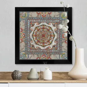 "Boho Textile I" Black Framed Print