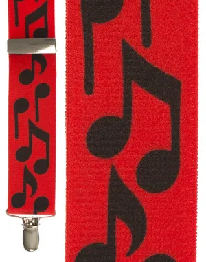 "Bold Notes Red" Suspenders