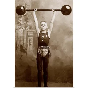 "Boy lifting weights" Poster Print - Multi