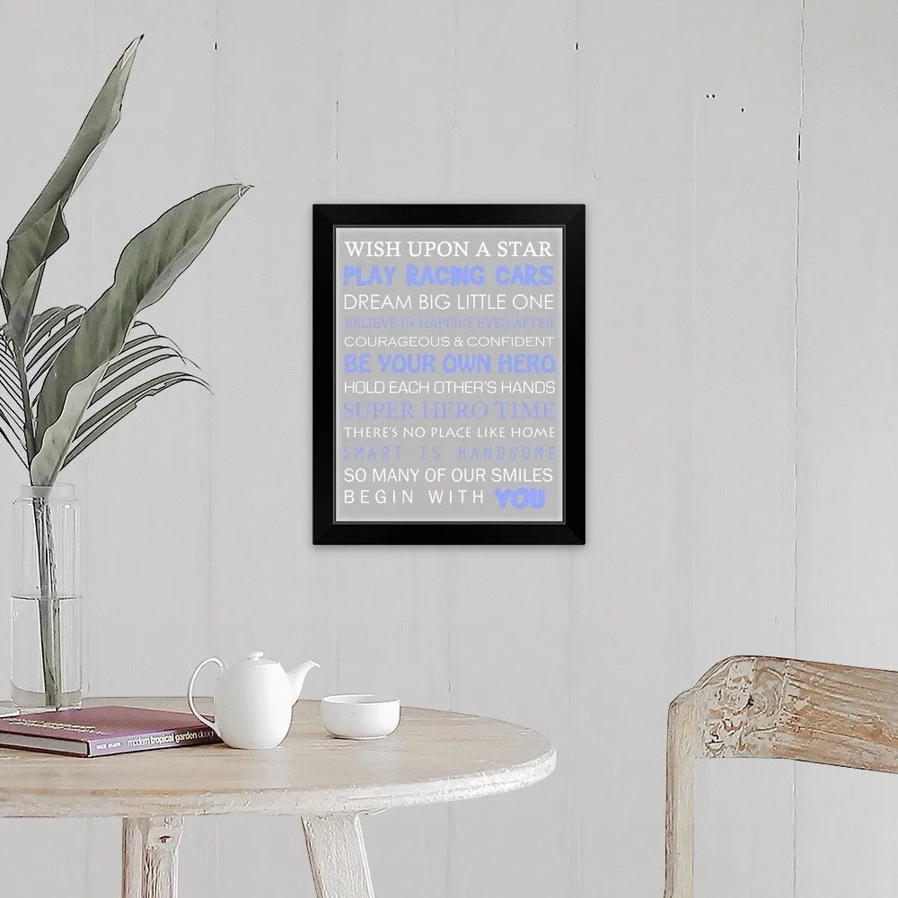 "Boy Typography" Black Framed Print