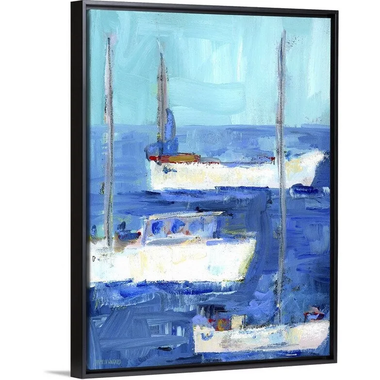 "Boys Nautical Boats" Black Float Frame Canvas Art