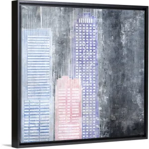 "Bright City Streets" Black Float Frame Canvas Art