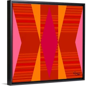 "Bright Orange Pink Yellow II" Black Float Frame Canvas Art