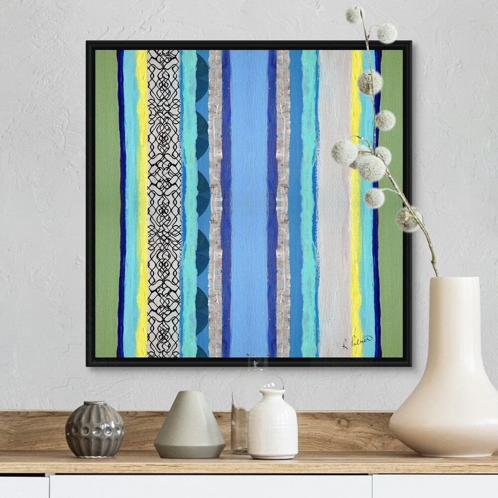 "Broken Patterns II" Black Float Frame Canvas Art