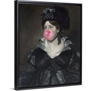 "Bubble Blower II" Black Float Frame Canvas Art