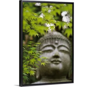 "Buddha statue" Black Float Frame Canvas Art