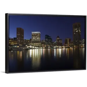 "Buildings at the waterfront, Inner Harbor, Baltimore, Maryland" Black Float Frame Canvas Art