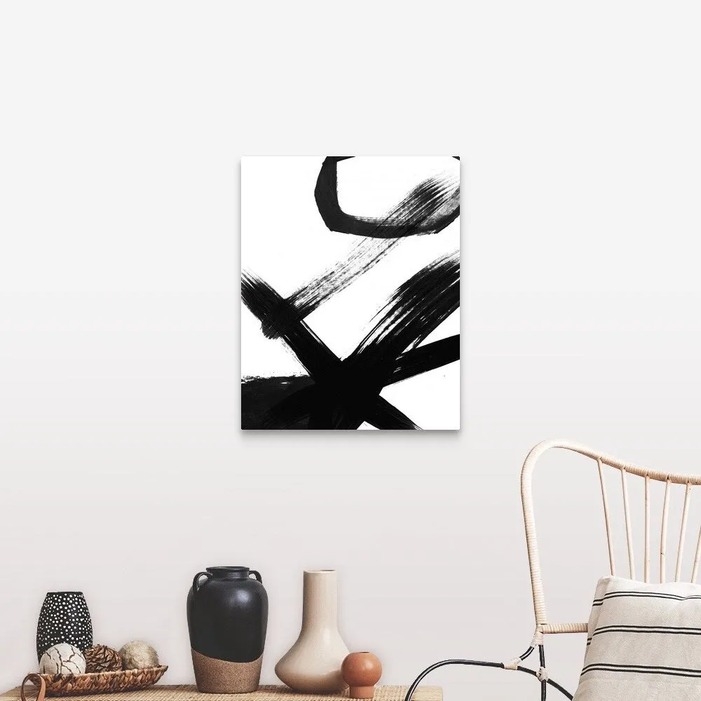 "BW Brush Stroke III" Canvas Wall Art