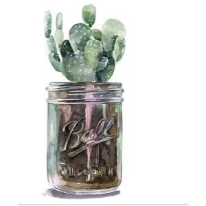 "Cactus Mason Jar II" Poster Print