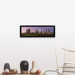 "California, San Diego, Marina Park and Skyline at dusk" Black Framed Print