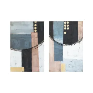 "Cityscape Abstractions" Hand Painted Framed Wall Art, Set of 2